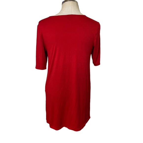 J. Jill Wearever Collection Red Jersey Knit Short Sleeve Tunic Top Size Small - Picture 3 of 6